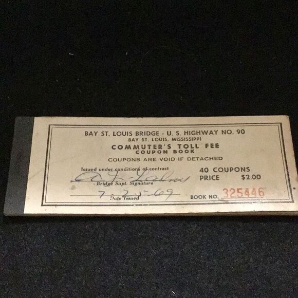 Vintage toll bridge check it book Bay St. Louis, Mississippi - Picture 1 of 4
